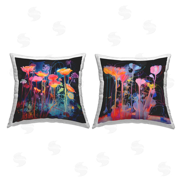 stupell industries Nuk Nalandro | Otherworldly Bright Blooms Printed Throw Pillow Set