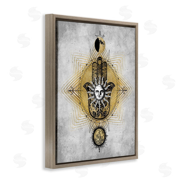 Stupell Industries Oliver Jeffries | Vintage Sun Patterned Hamsa Symbol Astrological Geometry Wall Art
