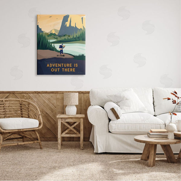 Stupell Industries Omar Escalante | Adventure Quote Mountain Canyon Hiking Person Illustration Wall Art