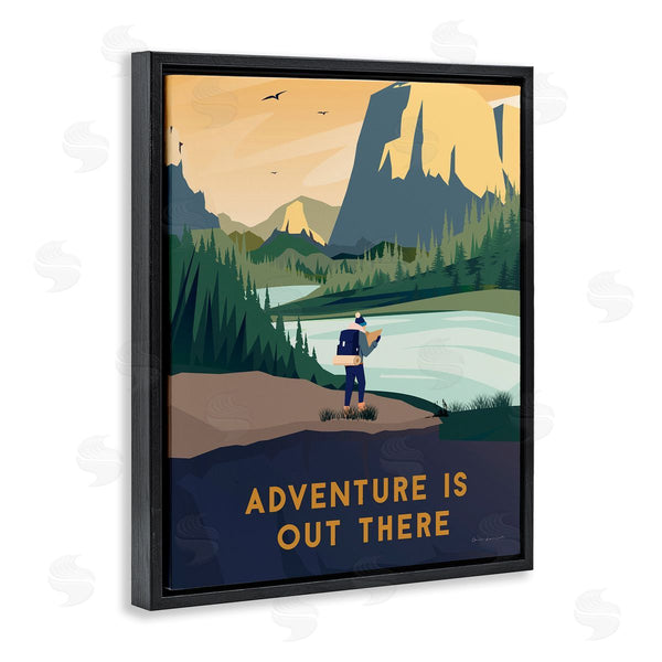 Stupell Industries Omar Escalante | Adventure Quote Mountain Canyon Hiking Person Illustration Wall Art
