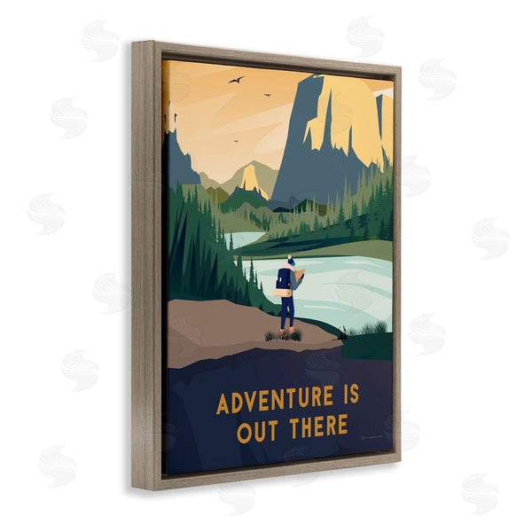 Stupell Industries Omar Escalante | Adventure Quote Mountain Canyon Hiking Person Illustration Wall Art