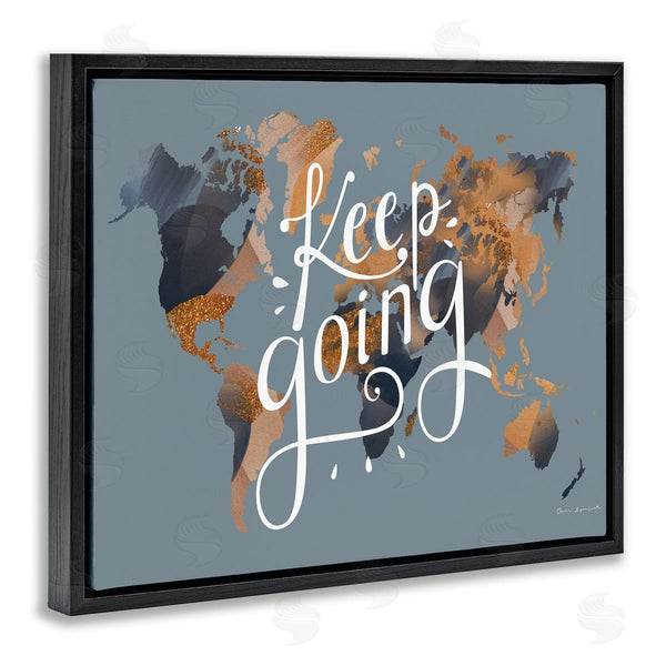 Stupell Industries Omar Escalante | Keep Going Sentiment Over Abstract Pattern World Map Wall Art