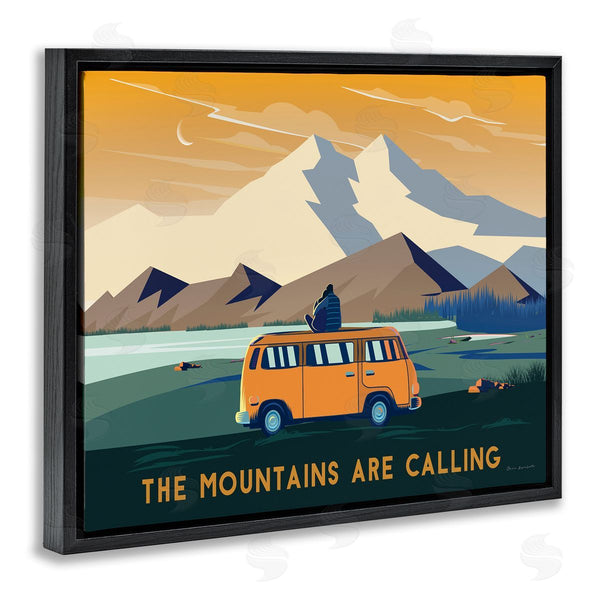 Stupell Industries Omar Escalante | Mountains Are Calling Bold Orange Van Travel Explore Quote Wall Art