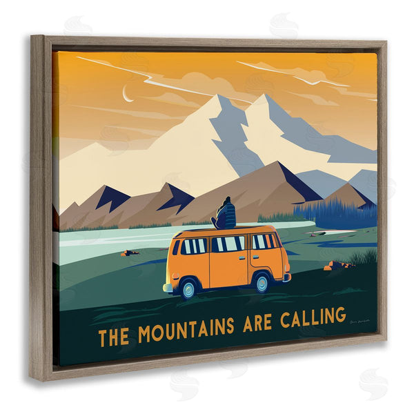 Stupell Industries Omar Escalante | Mountains Are Calling Bold Orange Van Travel Explore Quote Wall Art