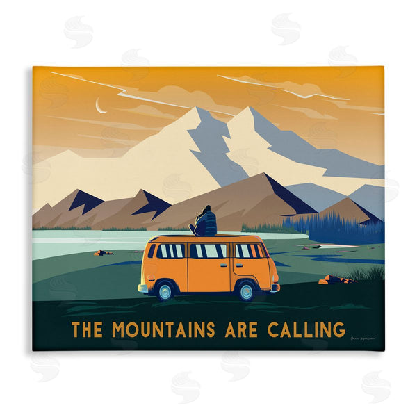 stupell industries Omar Escalante | Mountains Are Calling Bold Orange Van Travel Explore Quote Wall Art