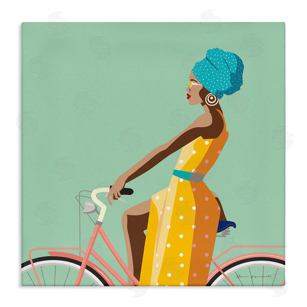 stupell industries Omar Escalante | Summer Girl on Pink Bicycle Glam Female Fashion Wall Art