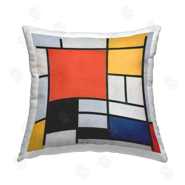 stupell industries one1000paintings | Classic Mondrian Abstract Squares Printed Throw Pillow