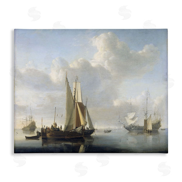 stupell industries one1000paintings | Ships before the Shore Willem van de Velde Classic Painting Wall Art