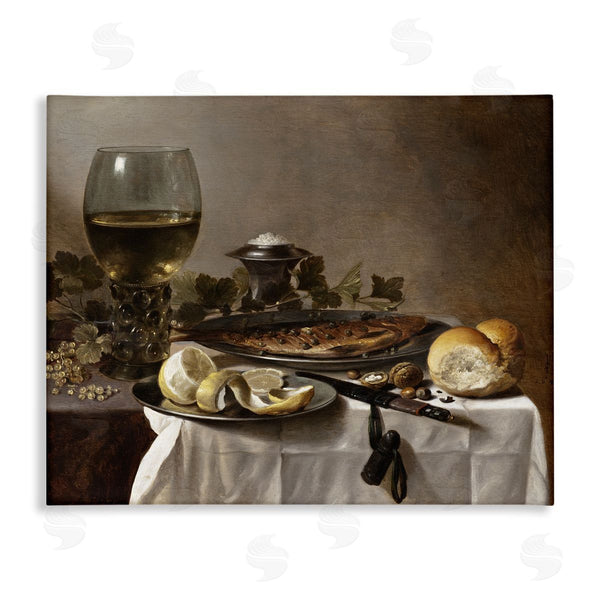 stupell industries one1000paintings | Still Life with Herring Wine and Bread Pieter Claesz Painting Wall Art