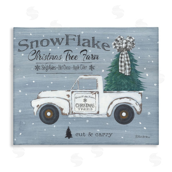 stupell industries Pam Britton | Christmas Tree Farm Rustic Weathered Truck Sign Wall Art