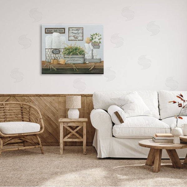Stupell Industries Pam Britton | Country Washroom Counter Still Life Bathroom Towel Wall Art