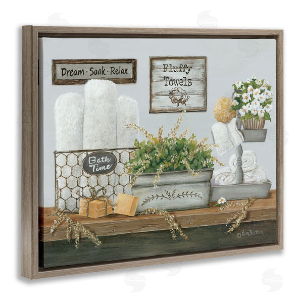 Stupell Industries Pam Britton | Country Washroom Counter Still Life Bathroom Towel Wall Art
