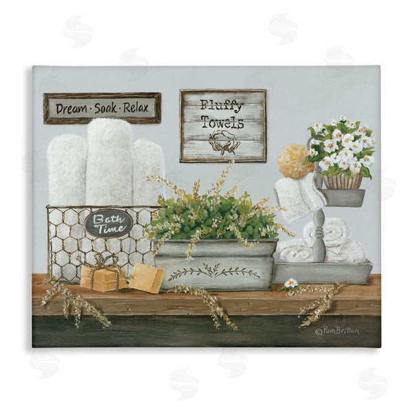 stupell industries Pam Britton | Country Washroom Counter Still Life Bathroom Towel Wall Art