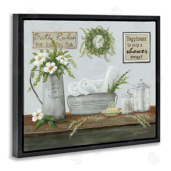 Stupell Industries Pam Britton | Farmhouse Bathroom Counter Still Life Motivational Phrases Wall Art