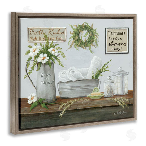 Stupell Industries Pam Britton | Farmhouse Bathroom Counter Still Life Motivational Phrases Wall Art