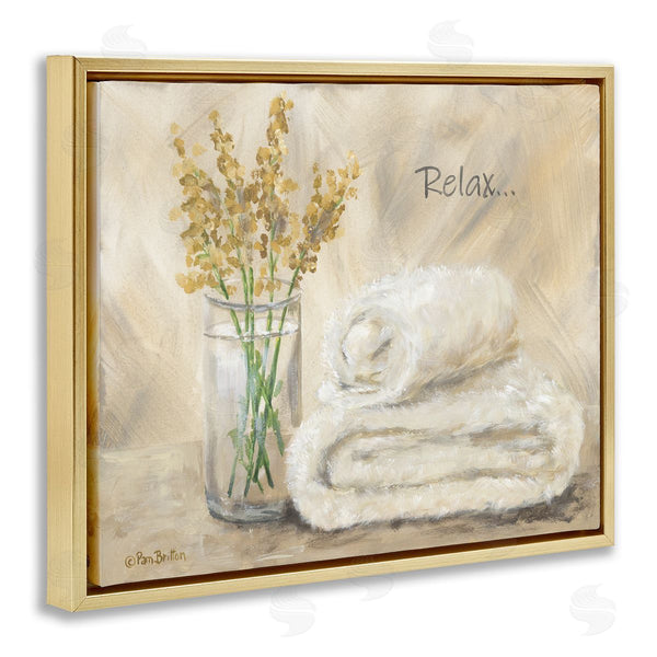 Stupell Industries Pam Britton | Relax Bath Towel & Botanicals