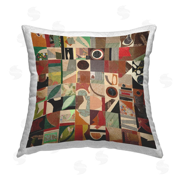 Stupell Industries Pamela Fingado | Earth Tone Geometric Collage Printed Throw Pillow