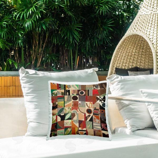 Stupell Industries Pamela Fingado | Earth Tone Geometric Collage Printed Throw Pillow