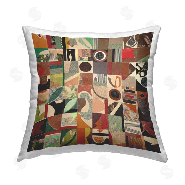 stupell industries Pamela Fingado | Earth Tone Geometric Collage Printed Throw Pillow