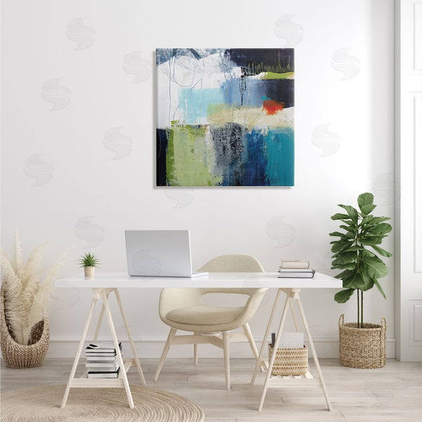 Stupell Industries Pamela K. Beer | Abstract Collage Of Chaotic Shapes Blue Green Wall Art