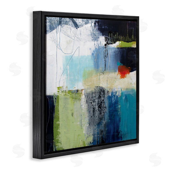 Stupell Industries Pamela K. Beer | Abstract Collage Of Chaotic Shapes Blue Green Wall Art
