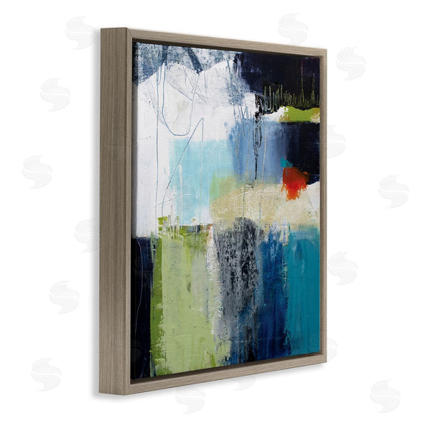 Stupell Industries Pamela K. Beer | Abstract Collage Of Chaotic Shapes Blue Green Wall Art