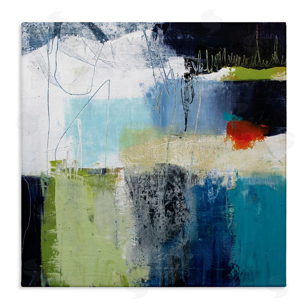 stupell industries Pamela K. Beer | Abstract Collage of Chaotic Shapes Blue Green Wall Art