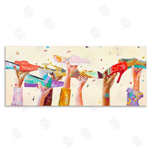 stupell industries Pamela K. Beer | Hands Holding Shoes Cheerful Bright Patterns