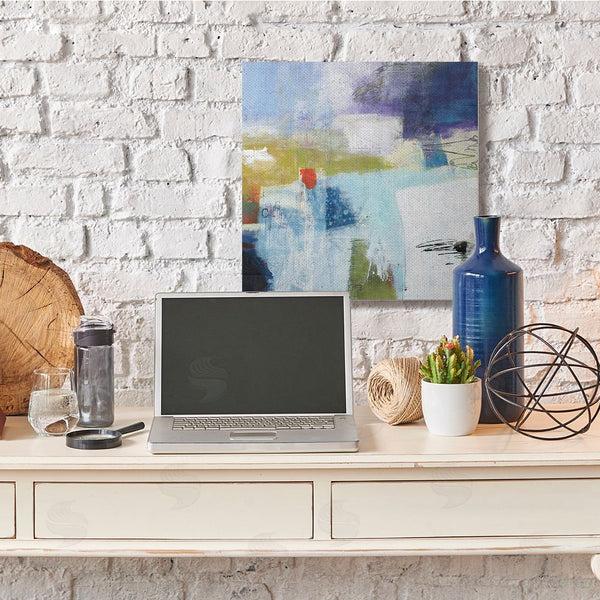 Stupell Industries Pamela K. Beer | Modern Abstract Collage Blue Green White Wall Art
