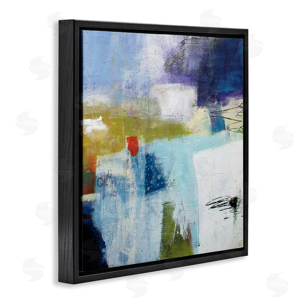 Stupell Industries Pamela K. Beer | Modern Abstract Collage Blue Green White Wall Art