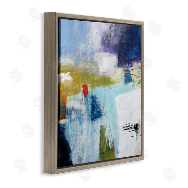 Stupell Industries Pamela K. Beer | Modern Abstract Collage Blue Green White Wall Art