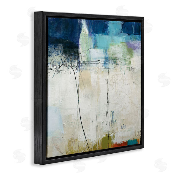 Stupell Industries Pamela K. Beer | Modern Expressive Abstract Off-White Blue Green Wall Art