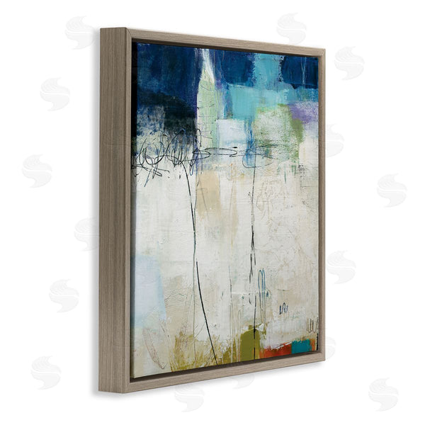 Stupell Industries Pamela K. Beer | Modern Expressive Abstract Off-White Blue Green Wall Art