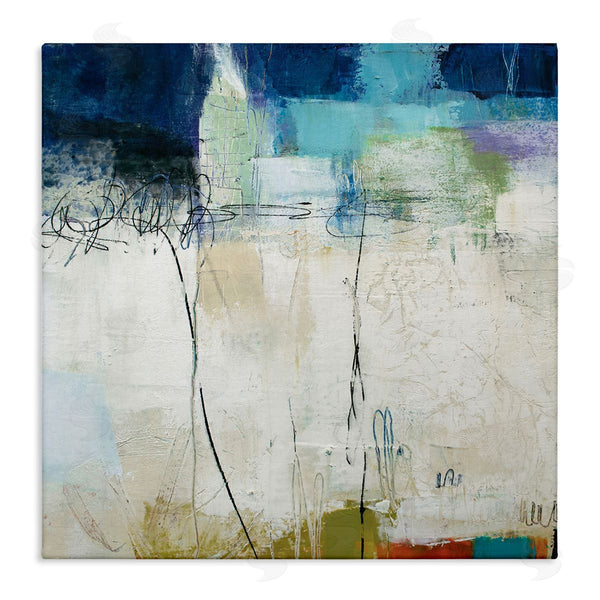 stupell industries Pamela K. Beer | Modern Expressive Abstract Off-White Blue Green Wall Art