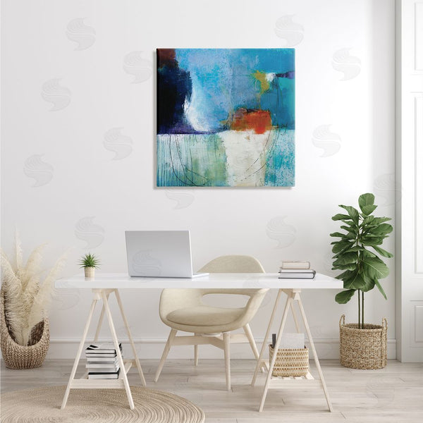 Stupell Industries Pamela K. Beer | Modern Paint Abstraction Blue Red White Blocks Wall Art