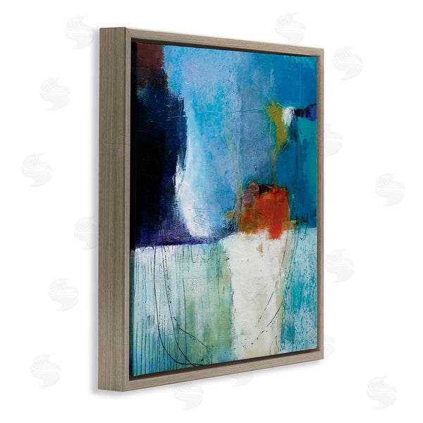 Stupell Industries Pamela K. Beer | Modern Paint Abstraction Blue Red White Blocks Wall Art