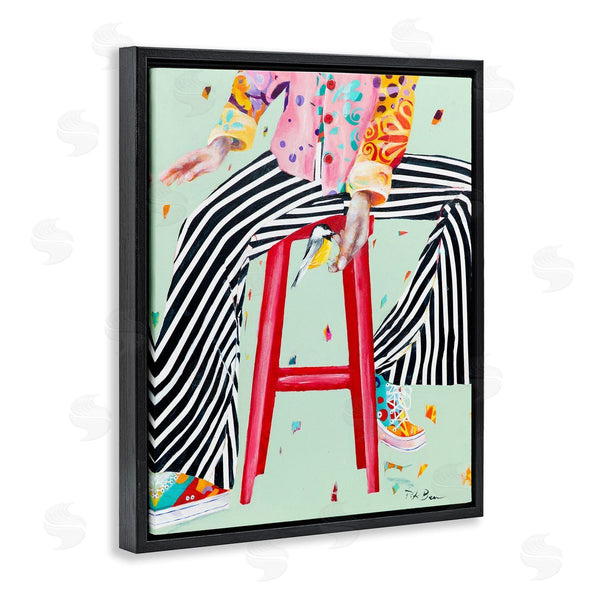 Stupell Industries Pamela K. Beer | Sitting On Stool With Bird Fun Expressive Fashion