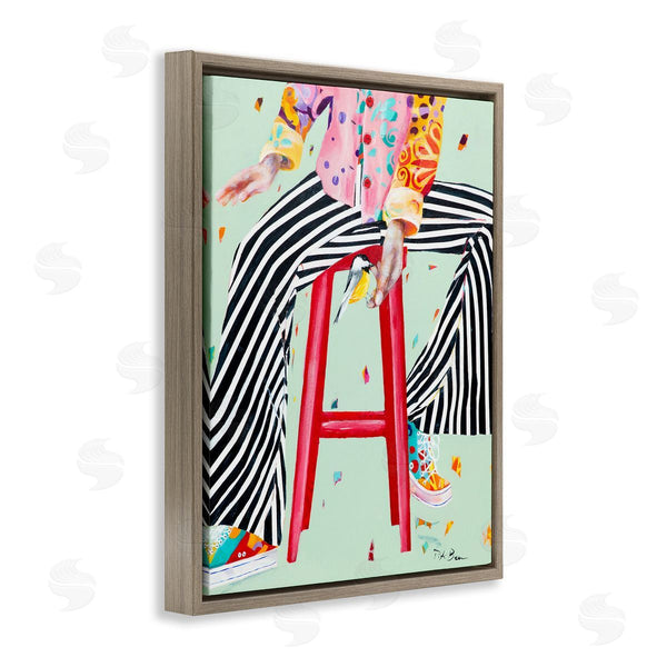 Stupell Industries Pamela K. Beer | Sitting On Stool With Bird Fun Expressive Fashion