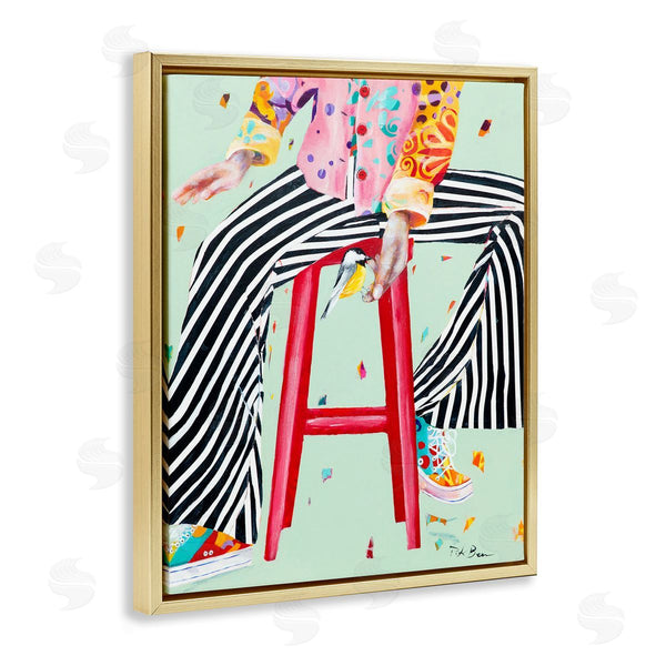 Stupell Industries Pamela K. Beer | Sitting On Stool With Bird Fun Expressive Fashion