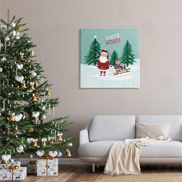 Stupell Industries Pan Georgiou | Winter Wishes Santa Claus & Sled Wall Art