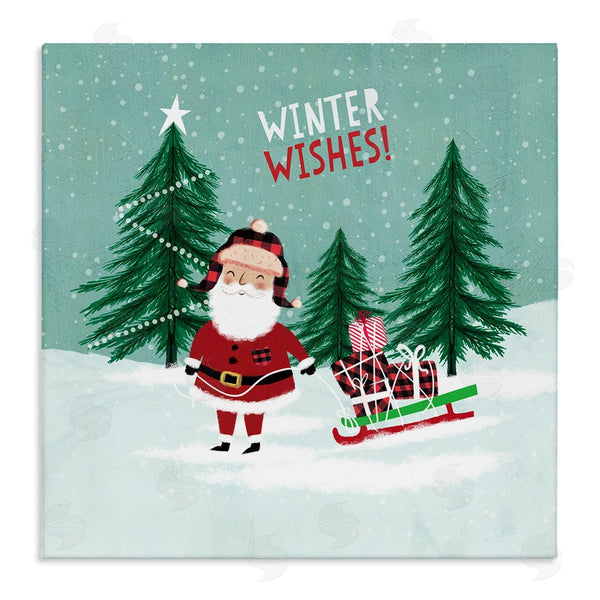 stupell industries Pan Georgiou | Winter Wishes Santa Claus & Sled Wall Art