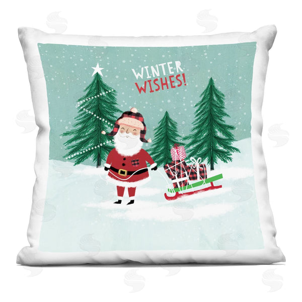 stupell industries Pan Georgiou | Winter Wishes Santa Gift Sled Printed Throw Pillow