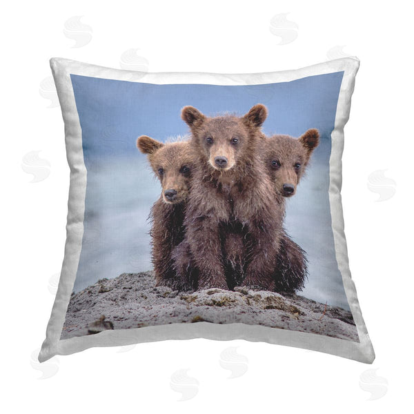 stupell industries Paolo Mignosa | Three Bear Cubs Printed Throw Pillow