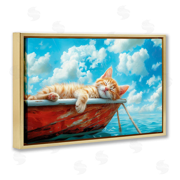 Stupell Industries Parable Visions | Sleeping Cat On Boat