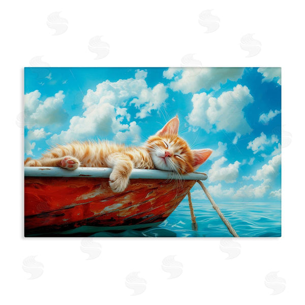 stupell industries Parable Visions | Sleeping Cat on Boat