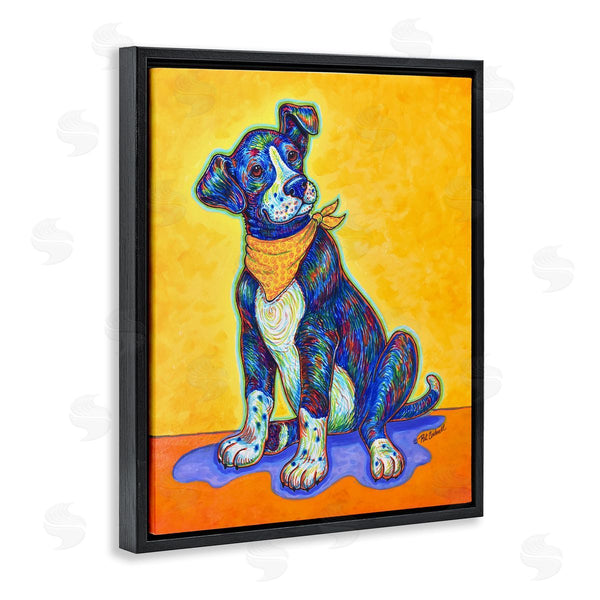 Stupell Industries Pat Cockrell | Blue & Yellow Abstract Dog Wall Art