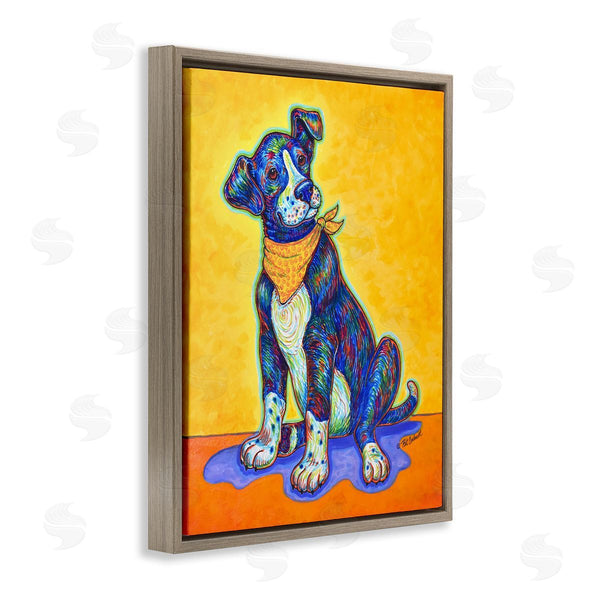 Stupell Industries Pat Cockrell | Blue & Yellow Abstract Dog Wall Art