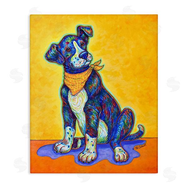 stupell industries Pat Cockrell | Blue & Yellow Abstract Dog Wall Art