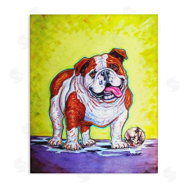 stupell industries Pat Cockrell | Bulldog with Baseball Wall Art