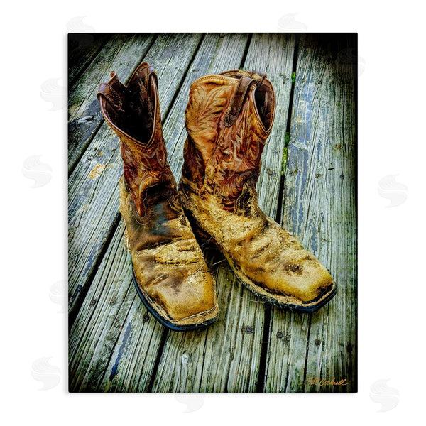 stupell industries Pat Cockrell | Old Work Boots Photography Wall Art